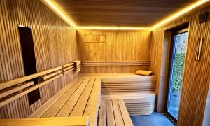 Saunabank Holz Thermoespe modern