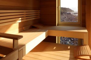 Saunabank Holz Thermoespe modern